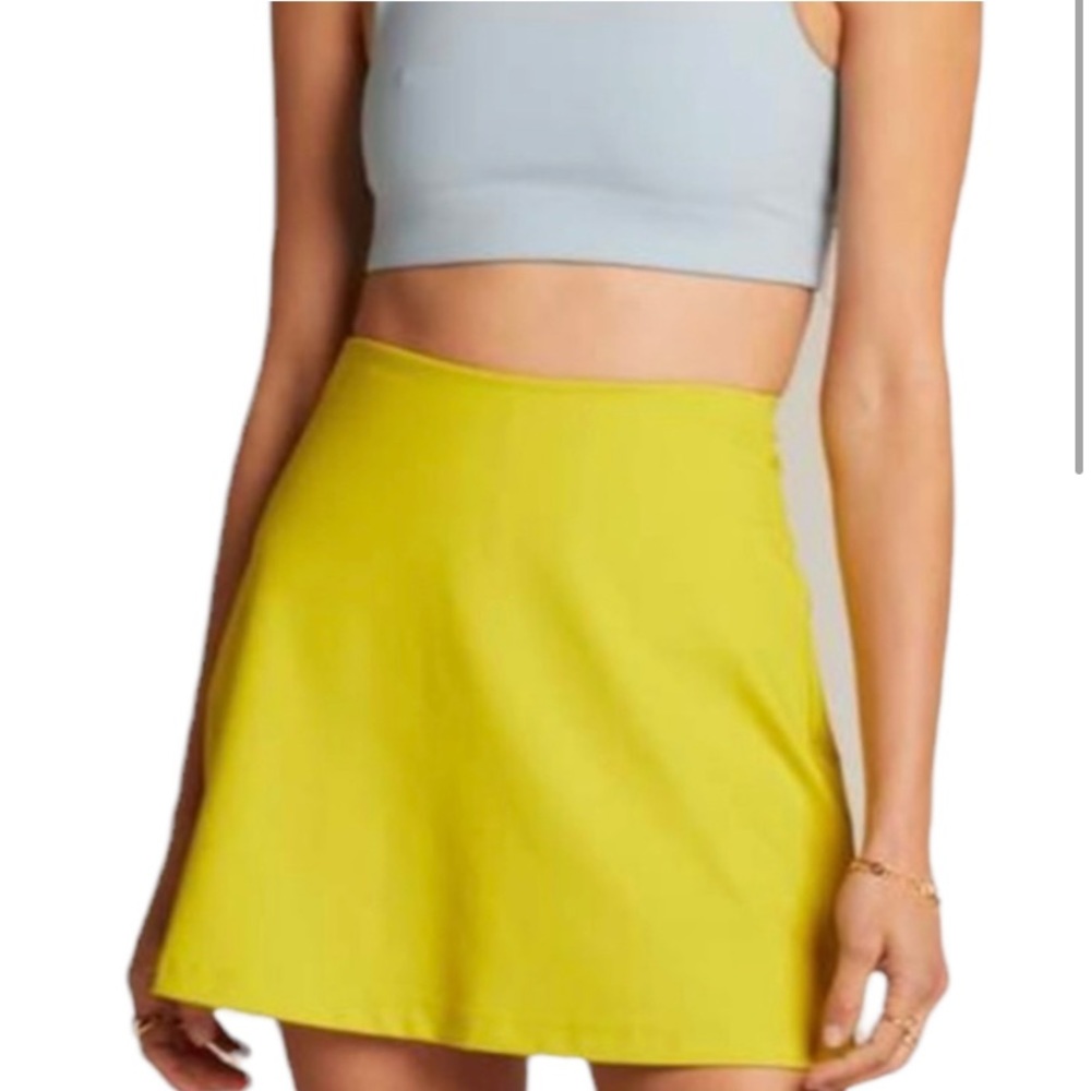 Girlfriend Collective Yellow Skirt Skort Pockets Pull On Tennis Athletic
